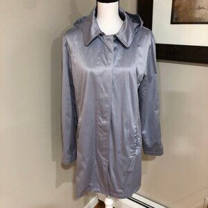 **CALVIN KLEIN* Blue Button Down Hooded Coat